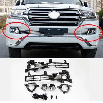 

1st For Toyota Land Cruiser LC200 2016-2019 Front bumper Clear Lens Pair LED Fog Light Lamp+Wiring+Switch Kit Car Styling