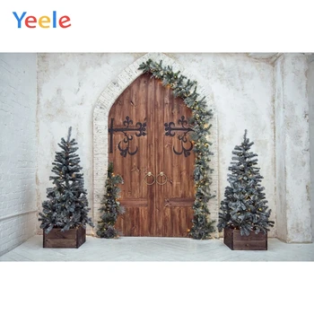 

Yeele Christmas Backdrop Winter Tree House Door Brick Wall Photography Background Photo Studio Photobooth Shoot Photophone Props