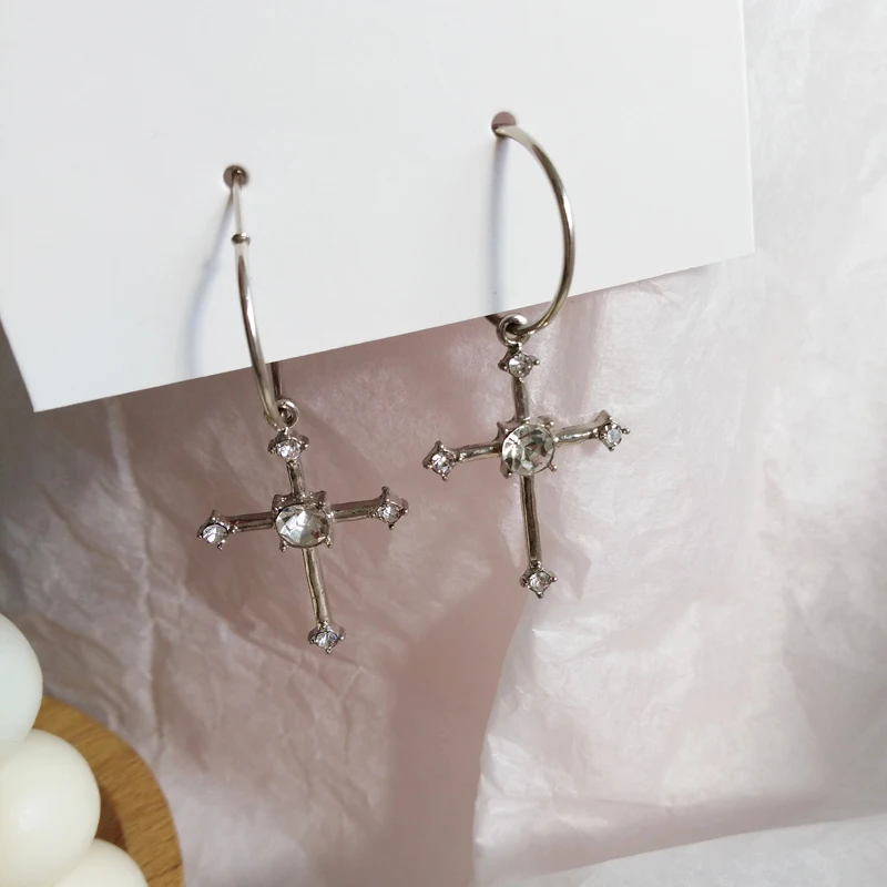 Gothic Zirconia Cross Earrings Women Earrings Simple Daily Casual Accessories Jewelry cross earrings