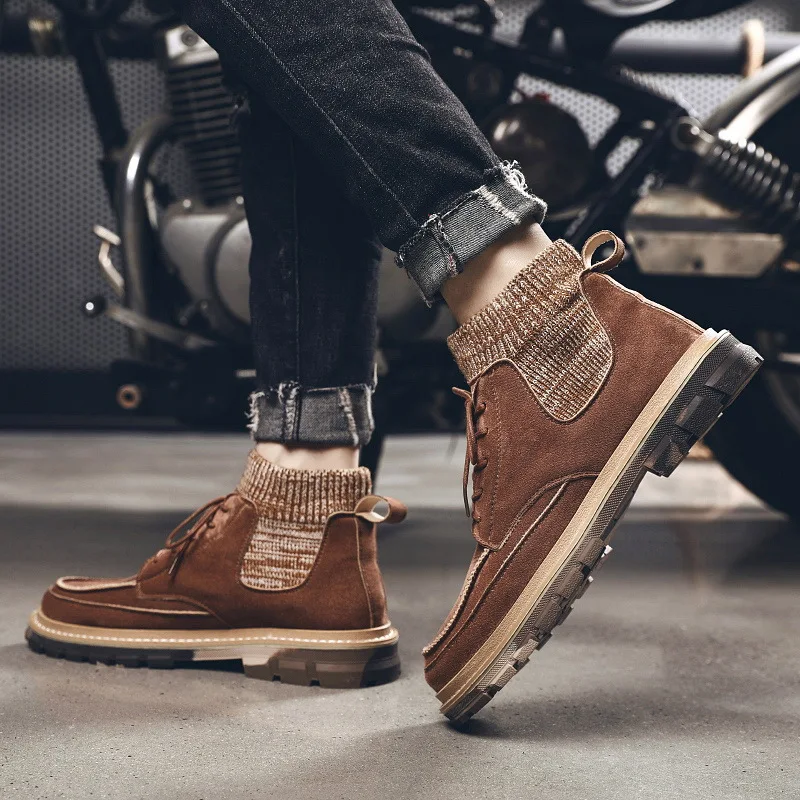 

Autumn & Winter Super Fire Hight-top Boots plus Velvet Retro Worker Boot 2019 New Style British-Style Outdoor Martin Boots MEN'S