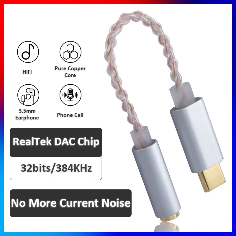 High Quality HIFI DAC earphone Amplifier USB Type C to 3 5mm Headphone audio adapter 32bit 384kHz Digital Decoder AUX Converter