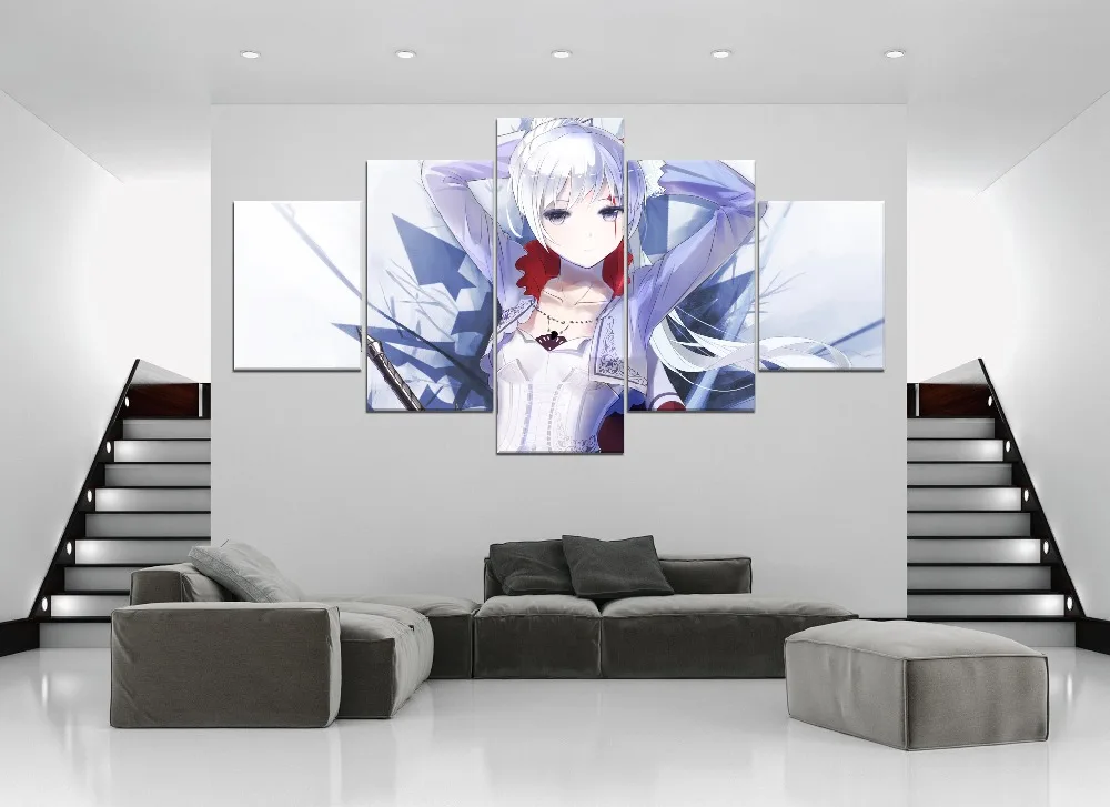 Myrtenaster RWBY, холст, настенная живопись, аниме, HD печать, 5 шт., современный декор, холст, настенное искусство, холст для гостиной, произведение искусства