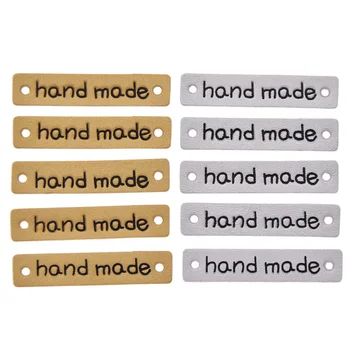 

24PCS/lot PU Leather Labels Hand Made Letter Printed Tags For Clothing Jeans Bag Decoration DIY Craft Sewing Accessories