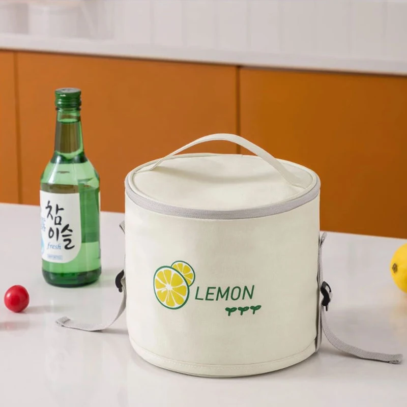 

MABULA Expandable Insulated Round Insulated Lunch Bags Waterproof Durable Cooler Freezable Container Reusable for Work Picnic