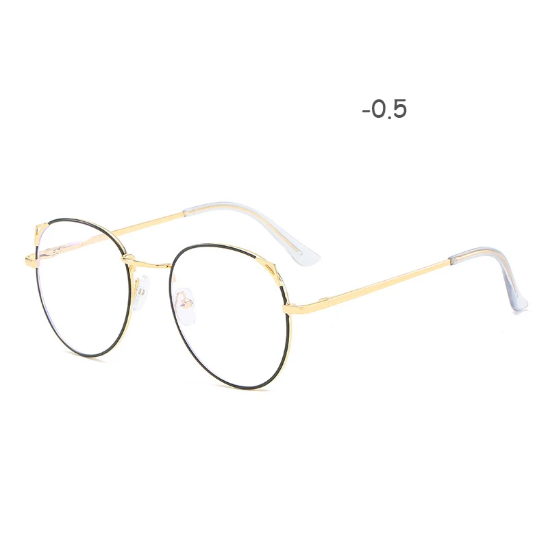 Готовые Очки для близорукости, женские, TR90, Ультралегкая оправа, очки для близорукости, для женщин и мужчин, очки против синего излучения, 0-1,0-2,0-2,5-4,5-6,0 - Цвет оправы: Goldblack 50