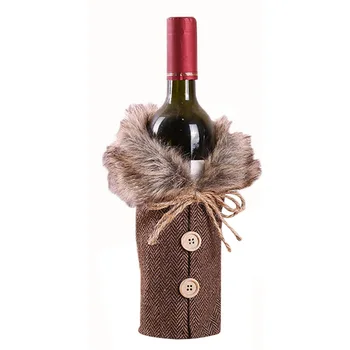

2pcs Christmas Elements Wine Bottle Cover Bag Xmas Party Decorations For Home 17x24cm Household Merchandises TB Sale