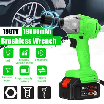 

520Nm 19800mAh 1/2'' Cordless Impact Electric Wrench Power Driver Electric Wrench Socket 198TV Power Tools
