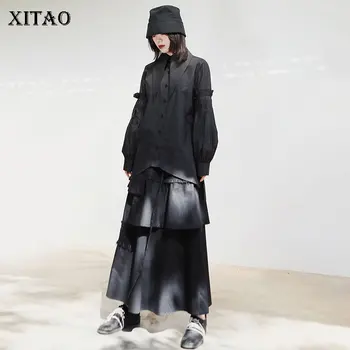 

XITAO Vintage Women Fashion Blouse 2020 Spring New Full Sleeve Patchwork Goddess Fan Single Breast Minority Casual Shirt XJ3804