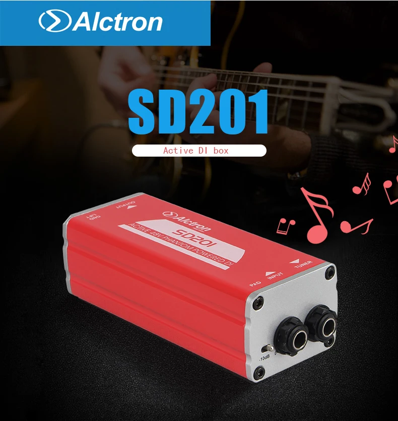 4 шт./партия Alctron SD201 active 48 В phantom power DI box для записи гитары и сцены, акустической и электрической гитары
