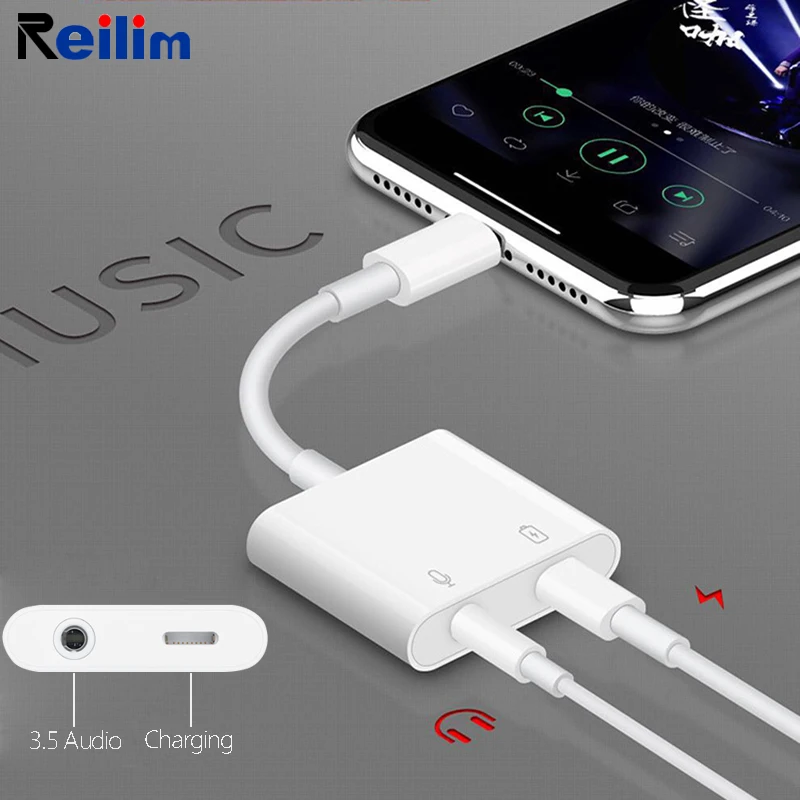 Reilim 3 5mm Jack Headphone Adapter Aux 3 5 mm Audio Charging Adapter for iPhone 7 8 X XR XS MAX for Lightning Cable Converter