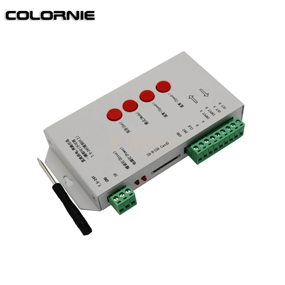 

T1000S SD Card Pixel Led Controlle WS2801 WS2811 WS2812B LPD6803 LED 2048 Pixels Controller DC5~24V T-1000S RGB Controller 10pcs
