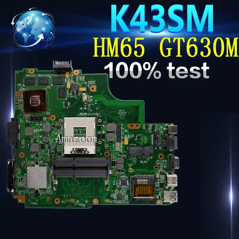 Amazoon K43SM материнская плата для ноутбука For Asus X43S A43S K43S A83S A84S K43SJ K43SV 100% OK HM65 GT630M |