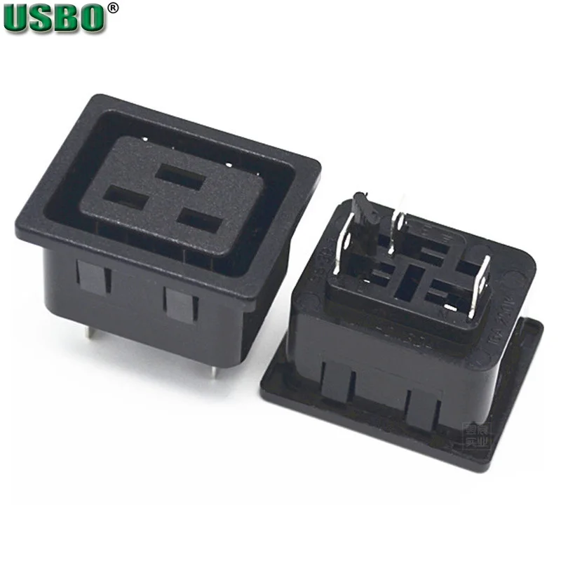 Черный CE Triprong 16A 250V IEC320 C20 C19 Профессиональный адаптор силовая цепочка из нескольких розеток разъем с креплением на панели электрическая розетка переменного тока