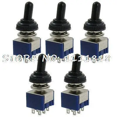 

5 x AC 125V 6A On-center off-on DPDT Mini Toggle Switch w Waterproof Cover