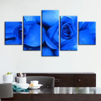 

Canvas Print Painting Wall Artwork Blue Rose Posters Modular Cuadros Home Decoration 5 Panel Picture Living Room No Framework