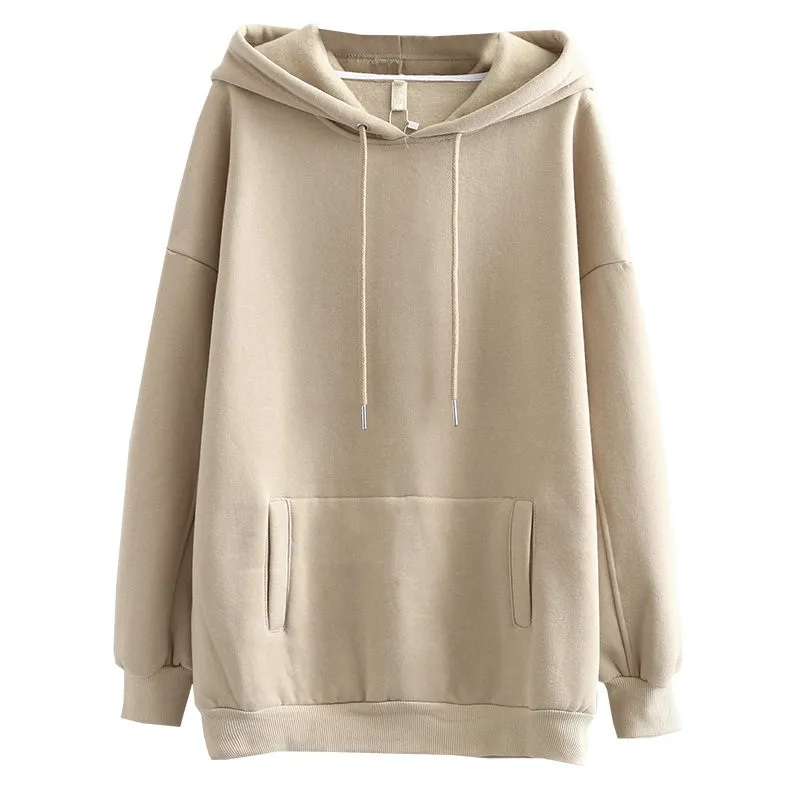 

2020 New women fleece hoodie sweatshirts winter fashion oversize ladies pullovers warm pocket Drawstring loose hooded jacket