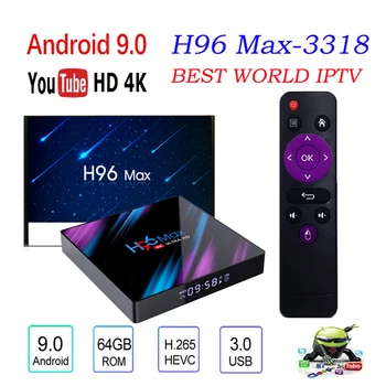 

H96 MAX RK3318 tv box smart Android 9.0 4GB 64GB Media player 4K Google Voice compte netflix Youtube RK3318 PK s905x3 Smart box