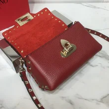 Лоскут роскошный известный V бренд Модный женский саквояж цепочка с заклепками леди Натуральная кожа сумка на плечо из овчины Топ