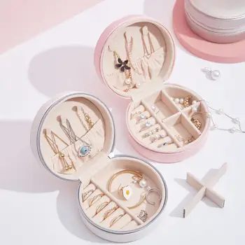 

Jewelry Travel Organizer Small Jewelry Box PU Leather Women Girls Traveling Jewelries Case and Portable Jewellery Box