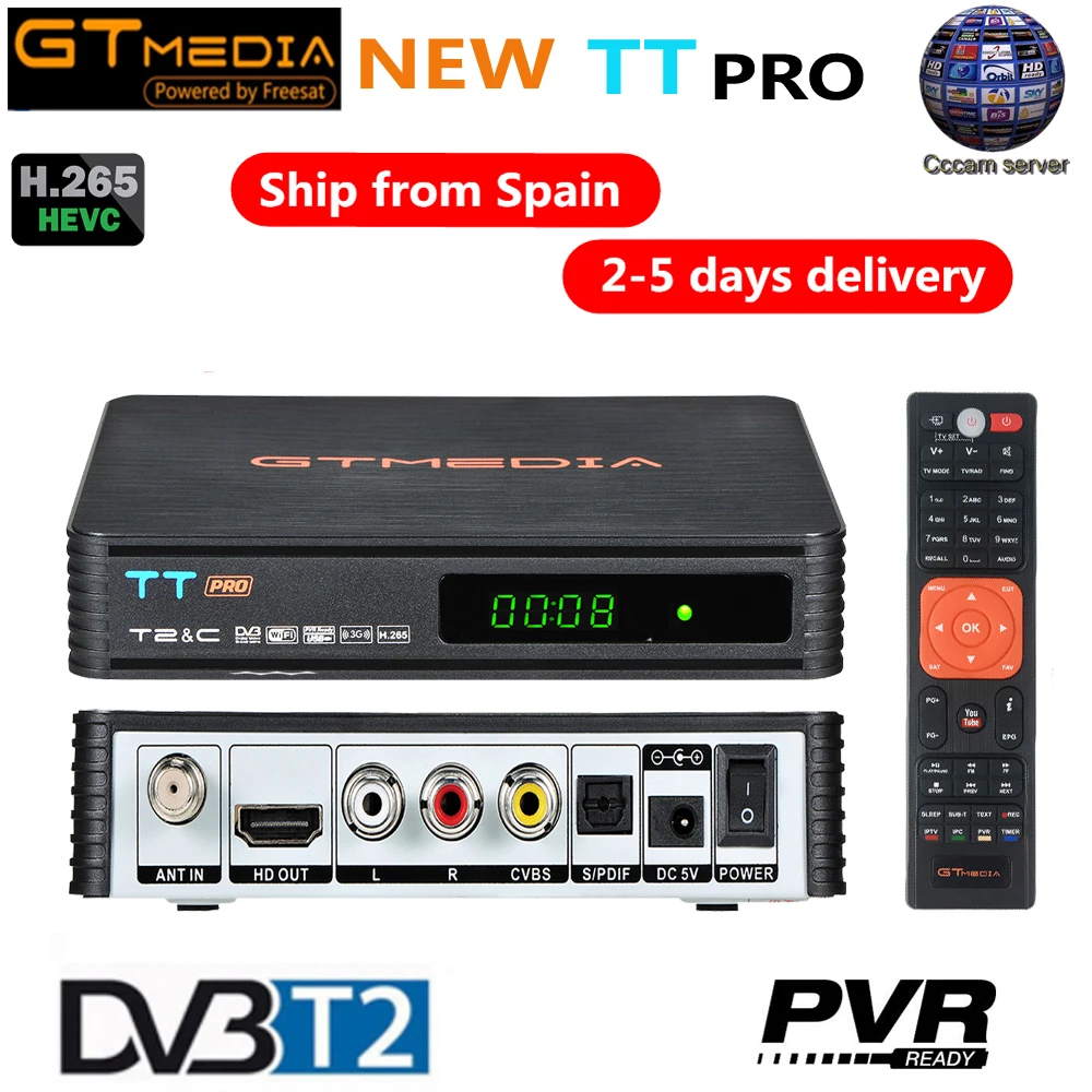 GTmedia TT PRO Россия Польша DVB-T2/T DVB-C рецептор H.265 с 1 год Cccam поддержка Newcam YouTube USB wifi набор декодеров верхняя коробка