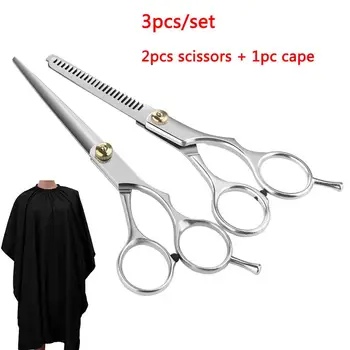 

3pcs/Set Salon Thinning Scissors Hairdressing Cape Barber Hair Cutting Thinning Scissors Shears Haircut Gown Hair Styling Tools