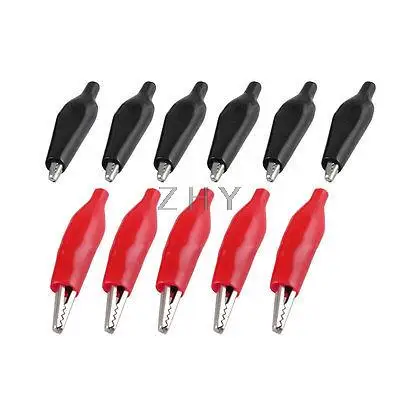 

10 Pcs Red Black Soft Boot Coated Testing Test Alligator Clip Clamp