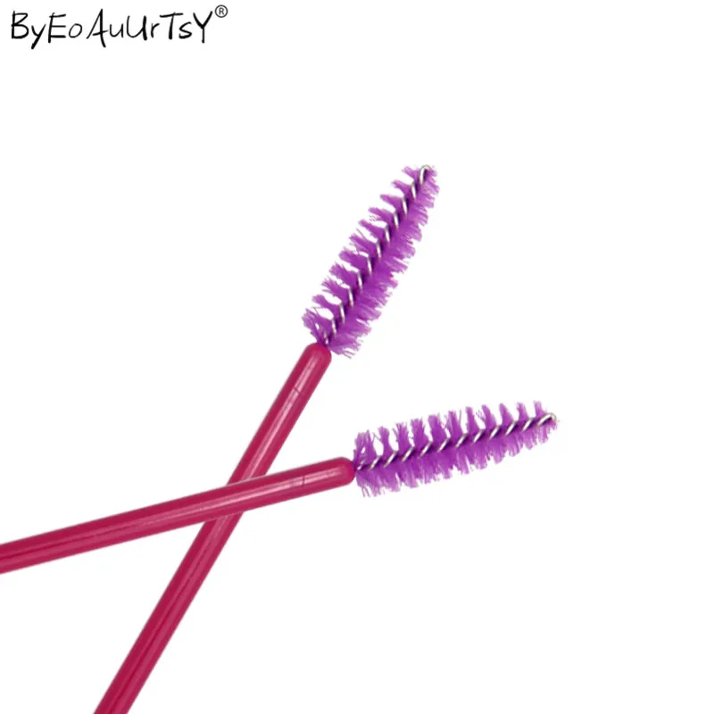rose purple red 1/50 шт одноразовые нейлоновые палочки для туши для ресниц синие золотистые синие ручки кисти для ресниц кисти для макияжа Инструменты для наращивания ресниц - Handle Color: rose purple red