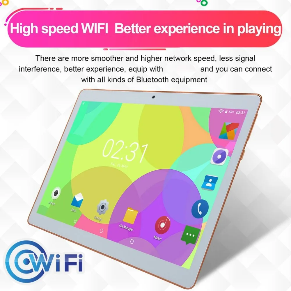 KT107 пластиковый планшет 10,1 дюймов HD большой экран Android 8,10 версия модный портативный планшет 8G+ 64G белый планшет