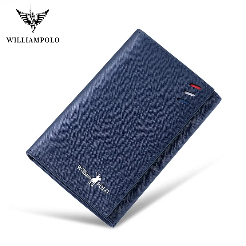Мужской кошелек из зернистой кожи WilliamPolo повседневная многофункциональная сумка