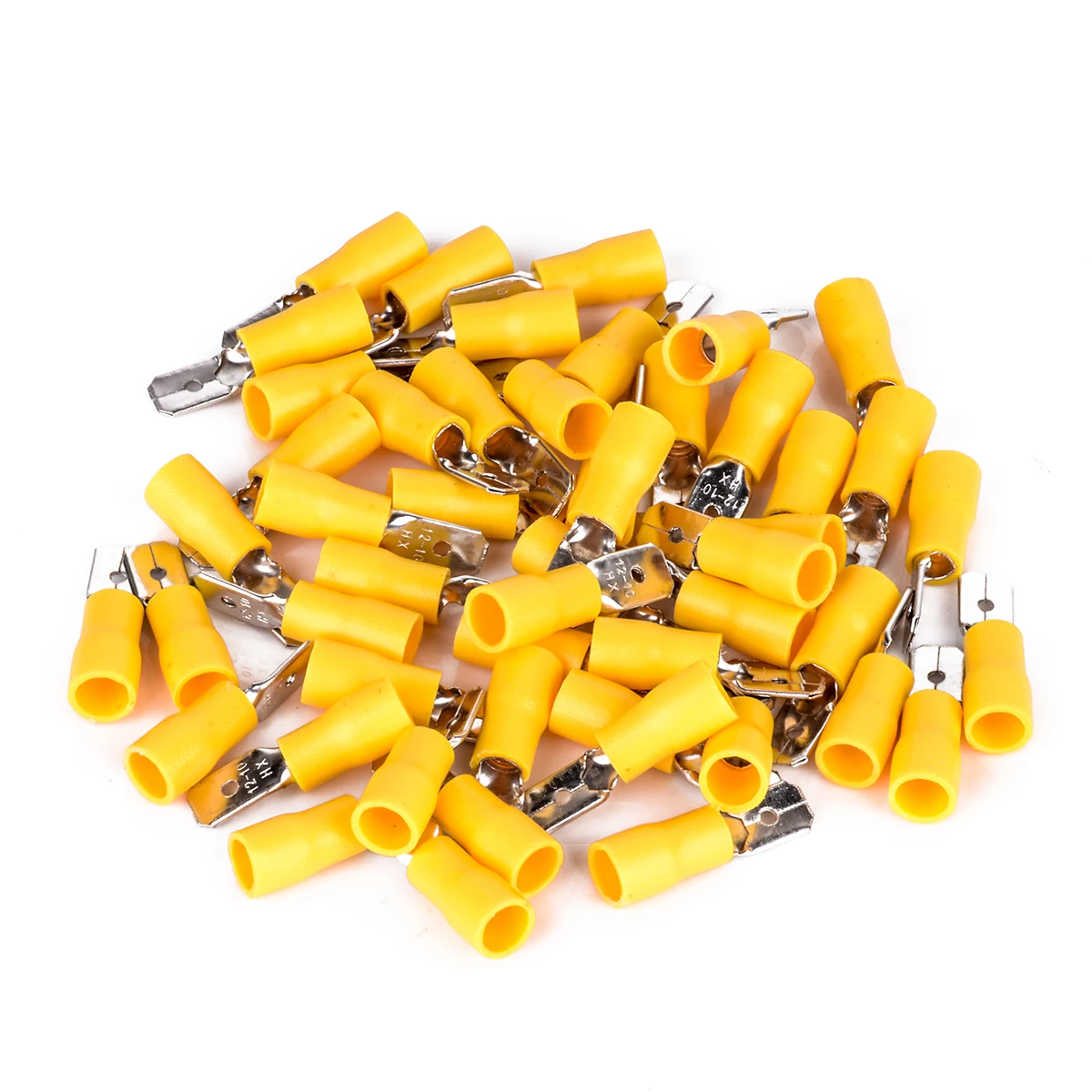 

100pcs Male & Female Spade Connector Mayitr Yellow Insulated Wire Crimp Terminal 12 - 10AWG