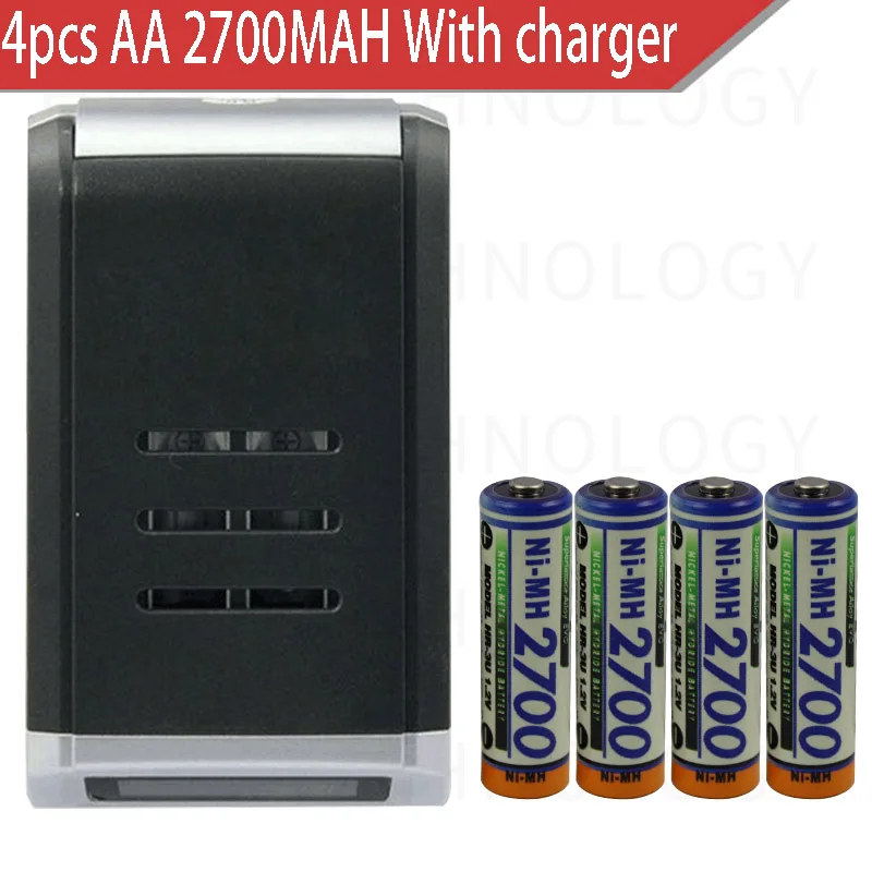 4PCS/lot FOR SANYO 1.2V AA 2700mAh Rechargeable battery + 4 slots AA