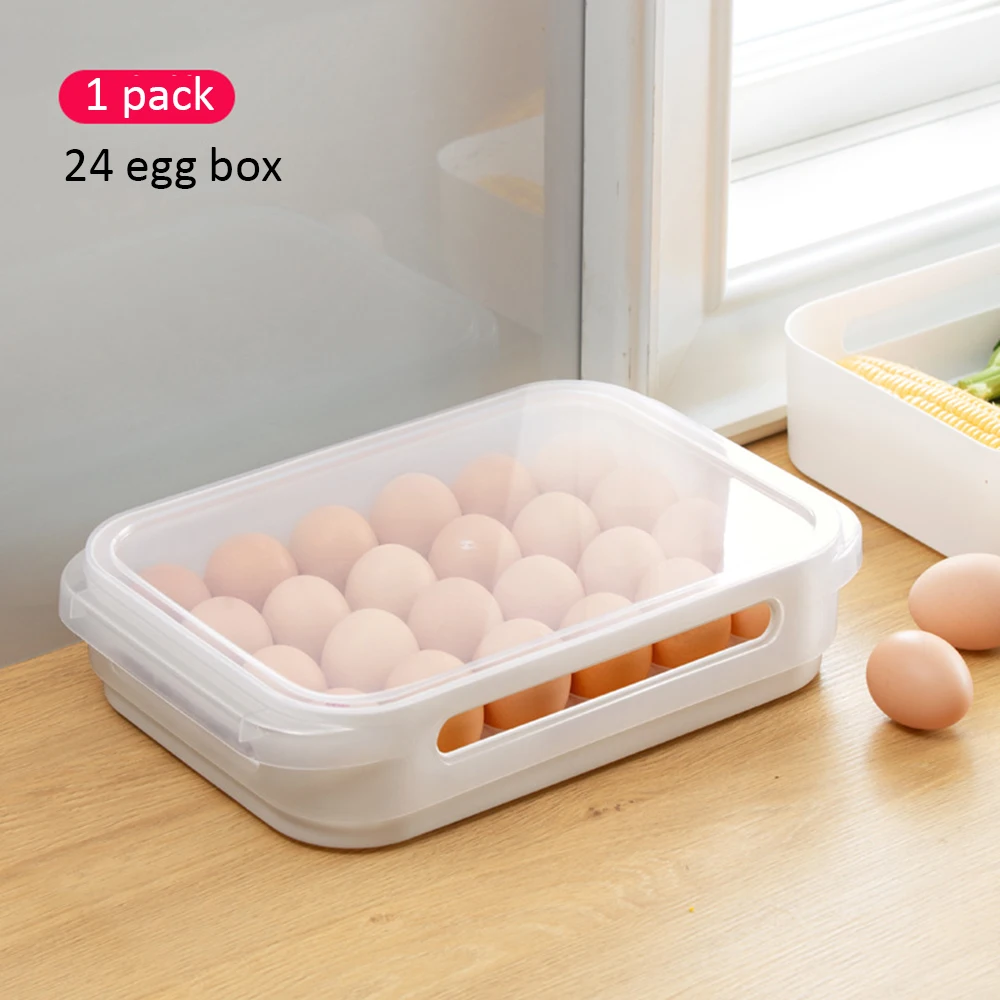 

2019 Kitchen 24 Grid Egg Storage Box Organizer Refrigerator Storing Egg Eggs Organizer Container Storage Egg Racks and Shelf
