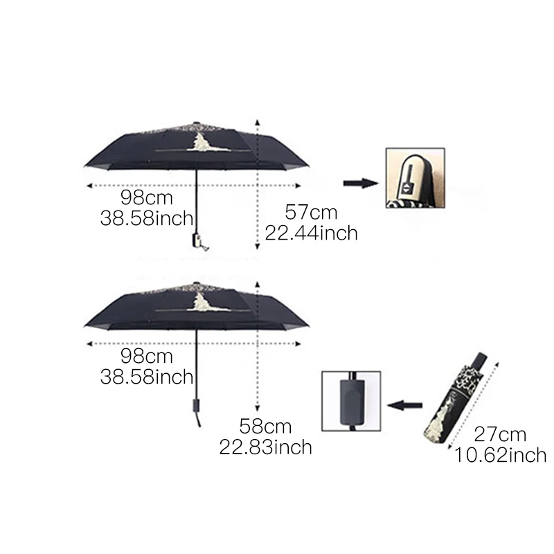 Yesello, корейский, милый, принцесса, автоматический, 3 складной зонтик, женский, защита от солнца, дождя, зонтик, черное покрытие, ультралегкий зонтик
