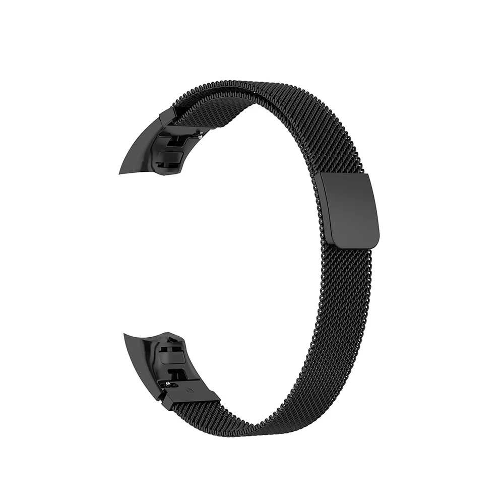 black LEMFO Смарт аксессуары для huawei Honor Band 5 ремешок сменный Браслет 4 браслет магнитный с миланским плетением Нержавеющая Сталь Анти-потеря - Цвет: black