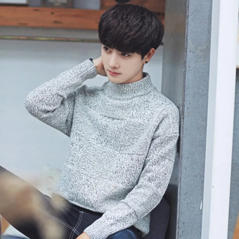 

All kinds of sweaters men's new winter knitwear trend Korean round neck sweater Korean solid color bottomed sweater