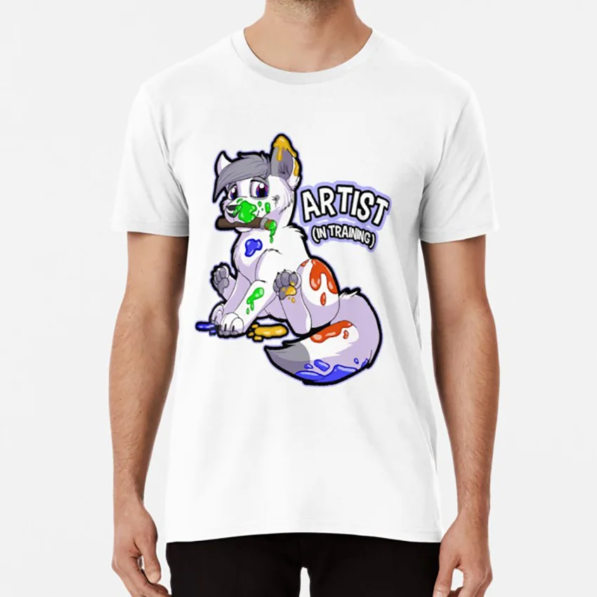 Белый Artist(в тренировке) Футболка Пушистый костюм fandom furries furrie furrys kiba kibaswiftpaw moon moonwear - Цвет: Белый