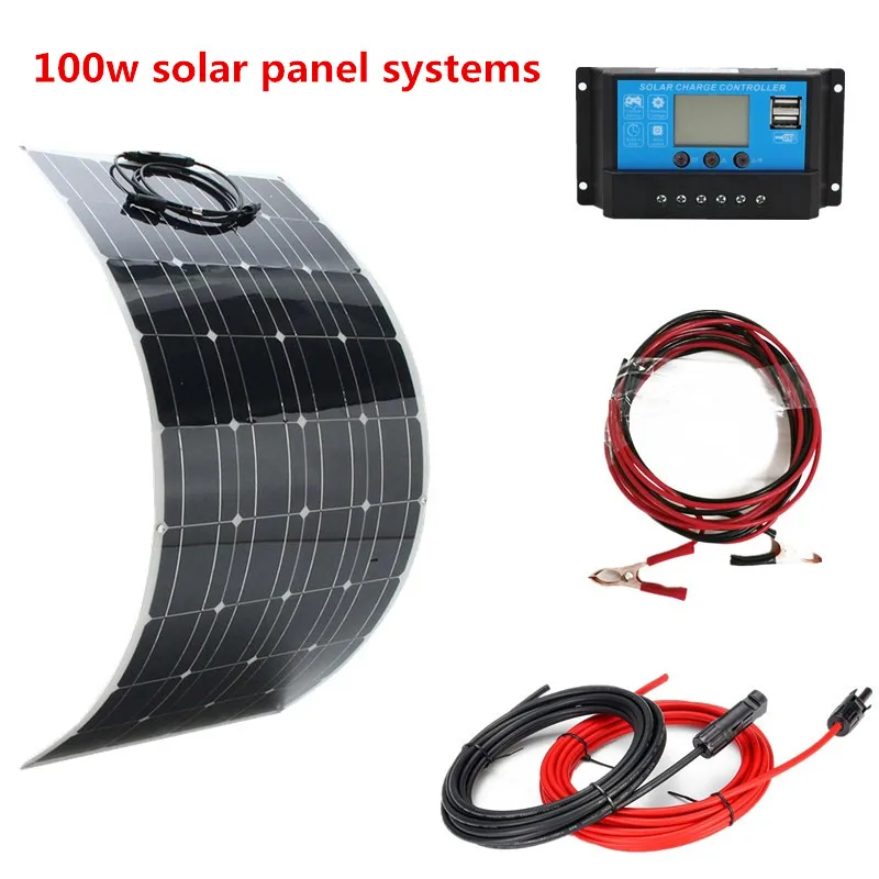 200W 12V Mono Flexible Solar Panel W//10A Controller For Car Phone Charge Panel