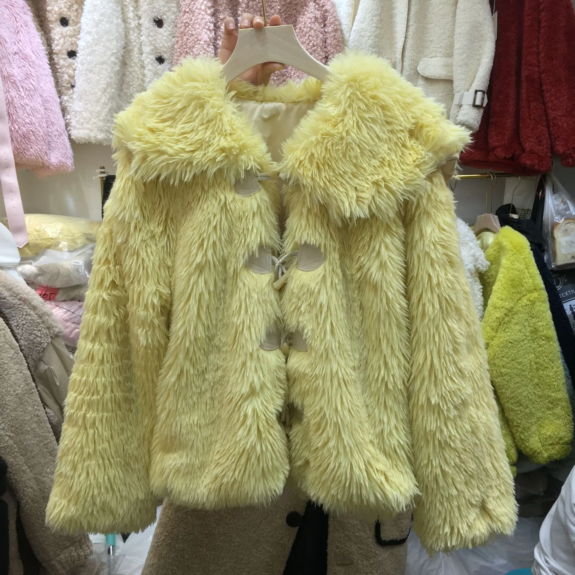 

Faux Fox Fur Jacket Women's Short 2019 Winter New Style Toggle Fur Suede Loose-Fit Fold-down Collar Thick