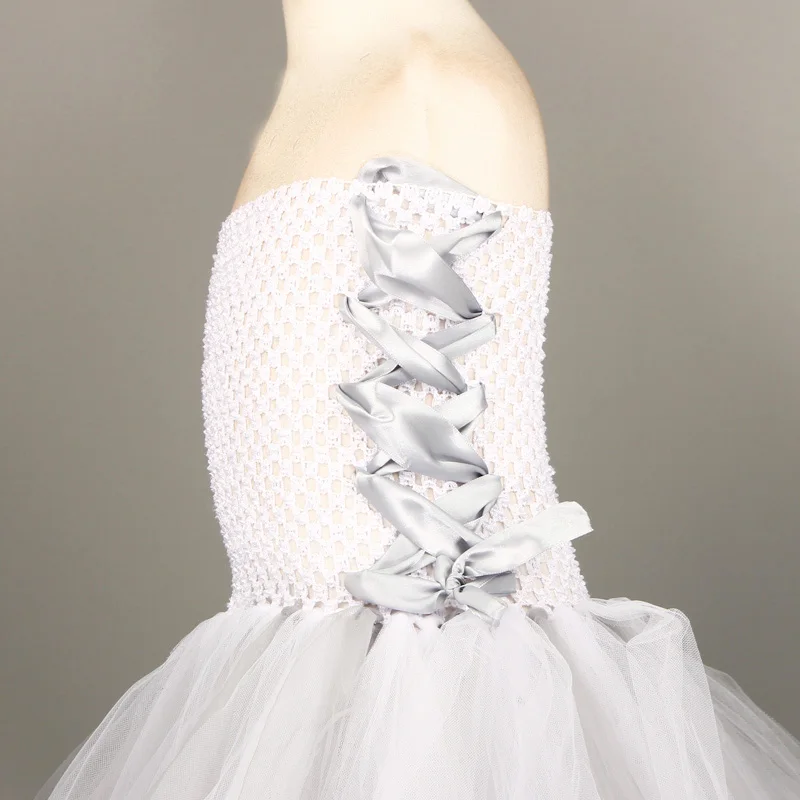 Мертвая Невеста юбка-пачка для девочек платье белого, серого и страшный тема для девочек костюм на Хэллоуин одежда для детей карнавала маскарадное нарядное платье