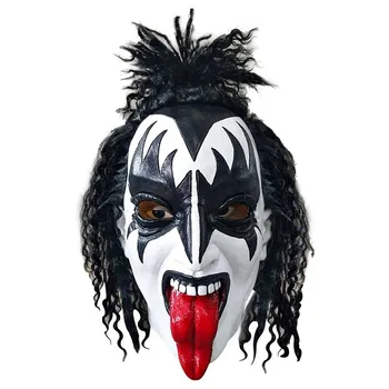 

Gene Simmons Singer Mask Halloween Horror Crazy Masque Music Festival Scary Mask Horror Face Silicone Party Mask Cosplay Terror