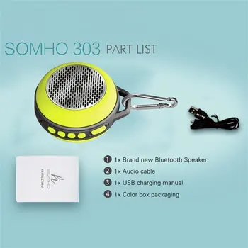 

SOMHO S303 Speaker Mini Wireless Bluetooth Portable Music Speaker Outdoor Hands-free Loud Speaker With Key Ring