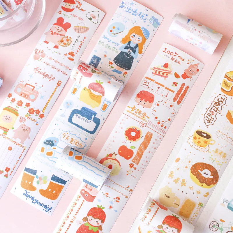 

Mohamm Sweet Happeness Hollow Series Color Washi Masking Tape Release Paper Stickers Scrapbooking Stationery Decorative Tape