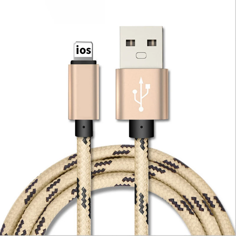 2 м USB кабель для iPhone XR X 11 Pro Xs Max 8 7 6 s 6s Plus 5 5S SE iPad провод для быстрой зарядки телефона происхождения зарядное устройство данных длинный провод - Цвет: Gold