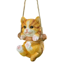 Котенок Качели Сад украшения на открытом воздухе во дворе орнамент смолы Искусство и ремесла оригинальность животное кулон балкон котенок