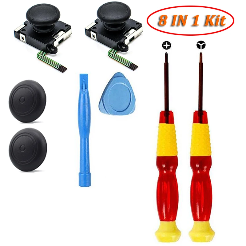 8 IN 1 Kit 3D Аналоговый джойстик для Kind Switch NS Joy Con Joystic сенсор модуль инструмент для ремонта JoyCon Замена - Цвет: 8 IN 1 Kit