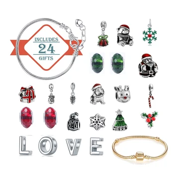 

Christmas Advent Calendar Snowman Children's Gift Calendar Box With Fashion Bracelet Jewelry Diy Charms Set For Kids