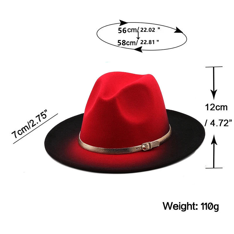 Fedora Hat Hot Winter Autumn Imitation Woolen Fedora Hat For Men Women 56-58CM
