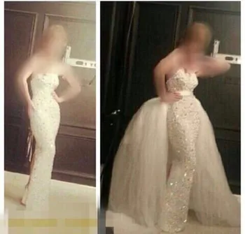 

Designer Yousef Sweetheart Sleeveless Bling Bling Beaded Crystals Mermaid Wedding Dresses with Train