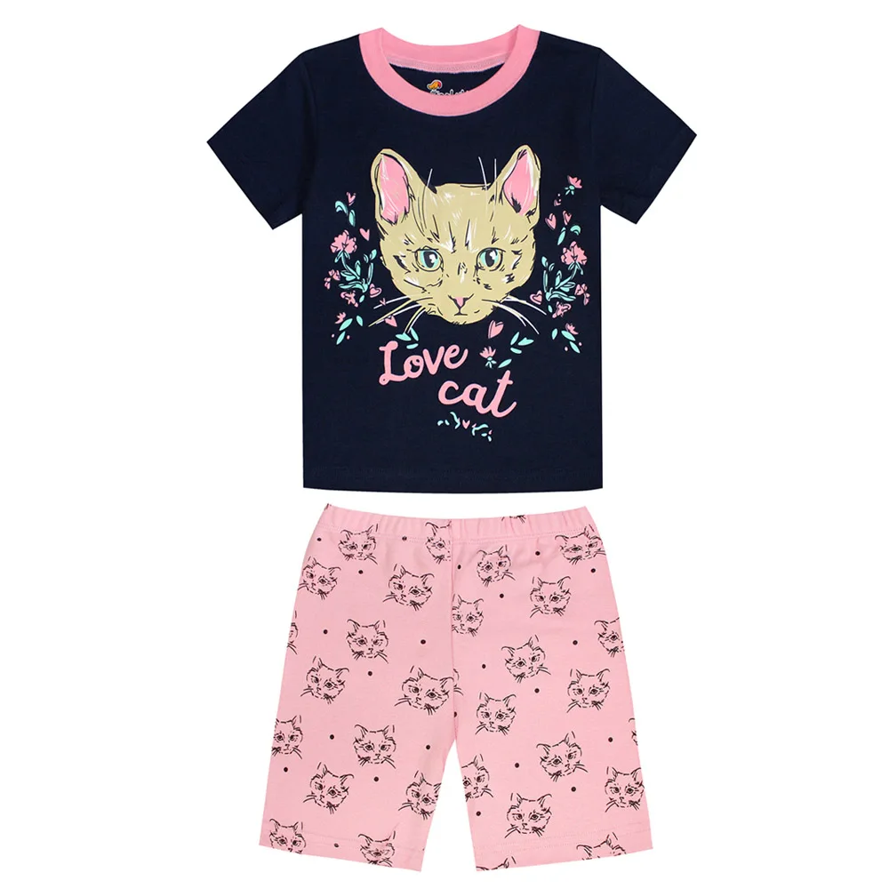 Детские пижамы летняя футболка с короткими рукавами+ шорты, спортивный комплект, детские пижамы, пижамы для мальчиков и девочек, пижамы для малышей, одежда для сна