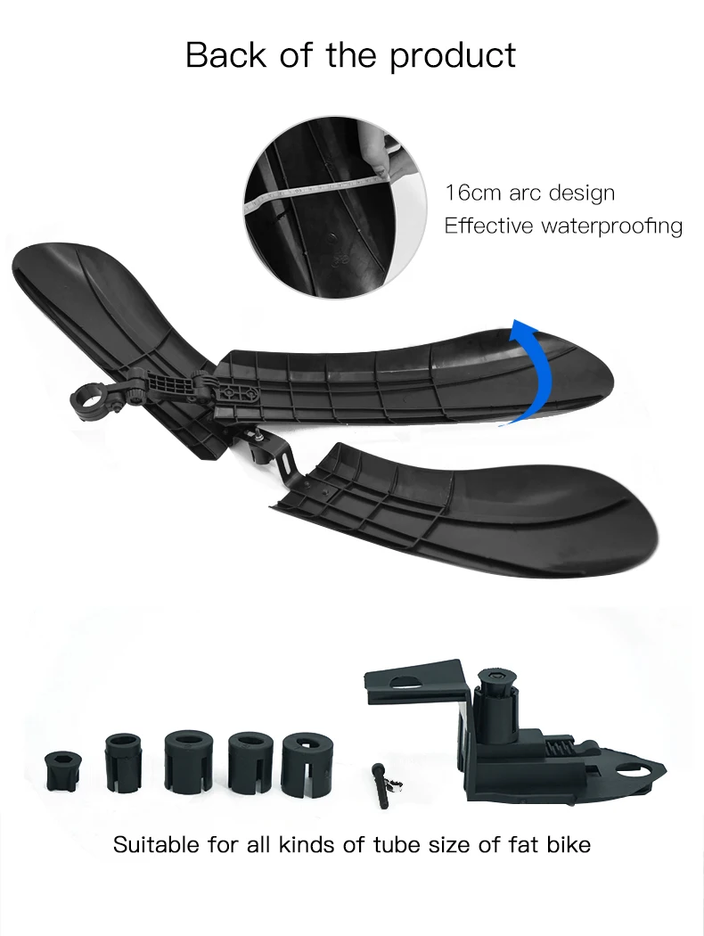 Garde-boue Fat Bike Avant Et Arrière – 26 Pouces – Noir Mat – Polycarbonate